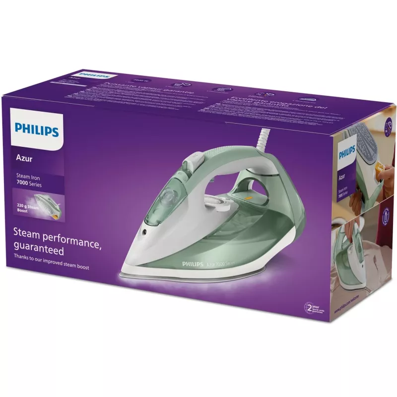 Philips 7000 serijos DST7012/70 garinis lygintuvas su SteamGlide Plus padu, 2600 W, žalias, pilkas