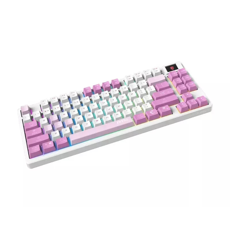 MSI FORGE GK600 TKL WIRELESS VIOLET žaidimų klaviatūra USB + Bluetooth QWERTY UK English Rožinė, Violetinė, Balta