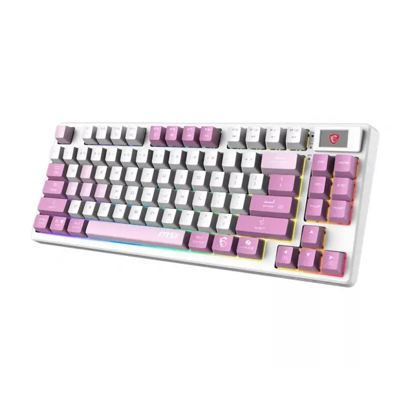 MSI FORGE GK600 TKL WIRELESS VIOLET žaidimų klaviatūra USB + Bluetooth QWERTY UK English Rožinė, Violetinė, Balta