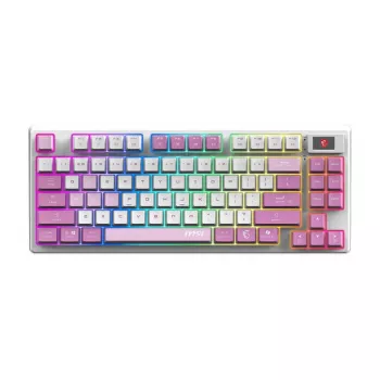 MSI FORGE GK600 TKL WIRELESS VIOLET žaidimų klaviatūra USB + Bluetooth QWERTY UK English Rožinė, Violetinė, Balta