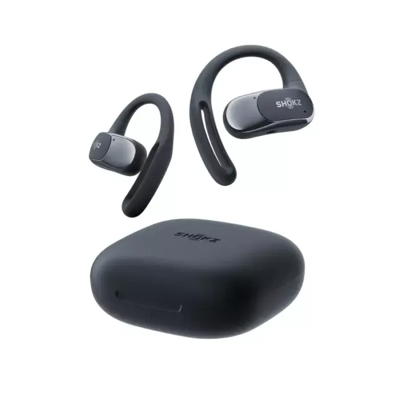 SHOKZ OpenFit Air belaidės ausinės su ausų kabliuku, skirtos skambučiams, muzikai, sportui, kasdieniam naudojimui, juodos