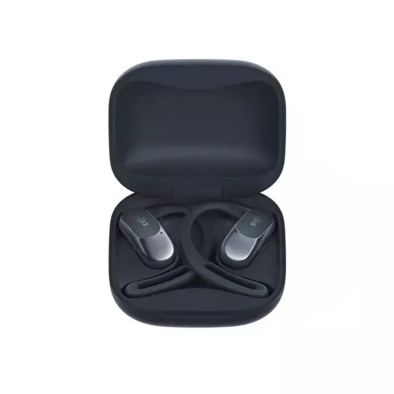 SHOKZ OpenFit Air belaidės ausinės su ausų kabliuku, skirtos skambučiams, muzikai, sportui, kasdieniam naudojimui, juodos