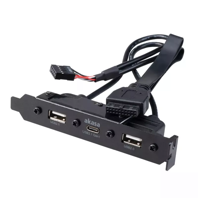 Vidinis adapterio kabelis Akasa AK-CBUB53-40BK USB 3.1 Gen 1 Dual USB 2.0 Type-A