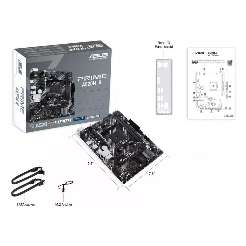 Motininė plokštė ASUS PRIME A520M-R, AMD A520, Socket AM4, micro ATX