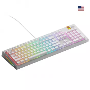 Mechaninė pilno dydžio (100%) laidinė klaviatūra GLORIOUS GMMK 3 HE – balta, USB, QWERTY, RGB