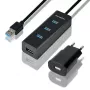 USB 3.0 šakotuvas Axagon HUE-S2BP 4x USB 3.0 su 1,2 m kabeliu ir maitinimo adapteriu