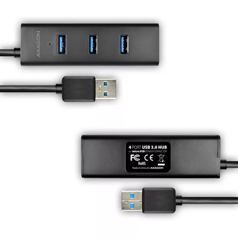 USB 3.0 šakotuvas Axagon HUE-S2BP 4x USB 3.0 su 1,2 m kabeliu ir maitinimo adapteriu