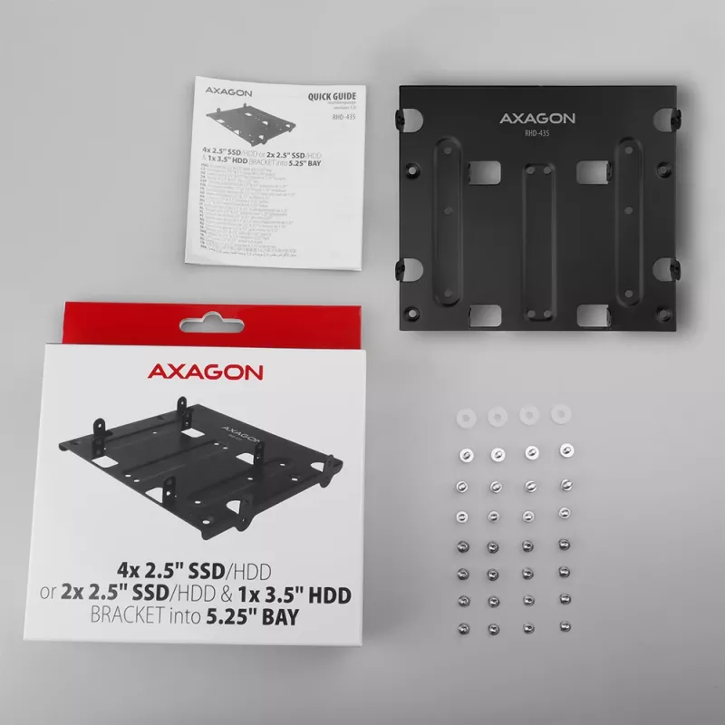 AXAGON RHD-435 metalinis rėmelis 4x 2,5 colio arba 2x 2,5 colio + 1x 3,5 colio HDD/SSD į 5,25 colio lizdą