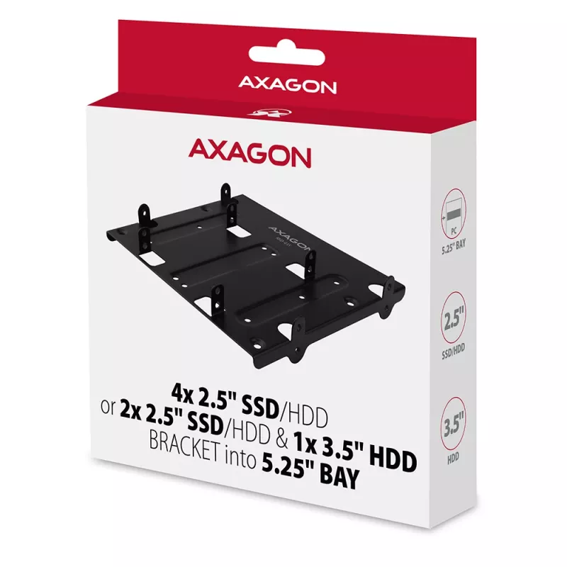 AXAGON RHD-435 metalinis rėmelis 4x 2,5 colio arba 2x 2,5 colio + 1x 3,5 colio HDD/SSD į 5,25 colio lizdą
