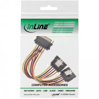 InLine SATA maitinimo Y laidas lizdas / 2x kištukas su fiksatoriumi, 0,15 m