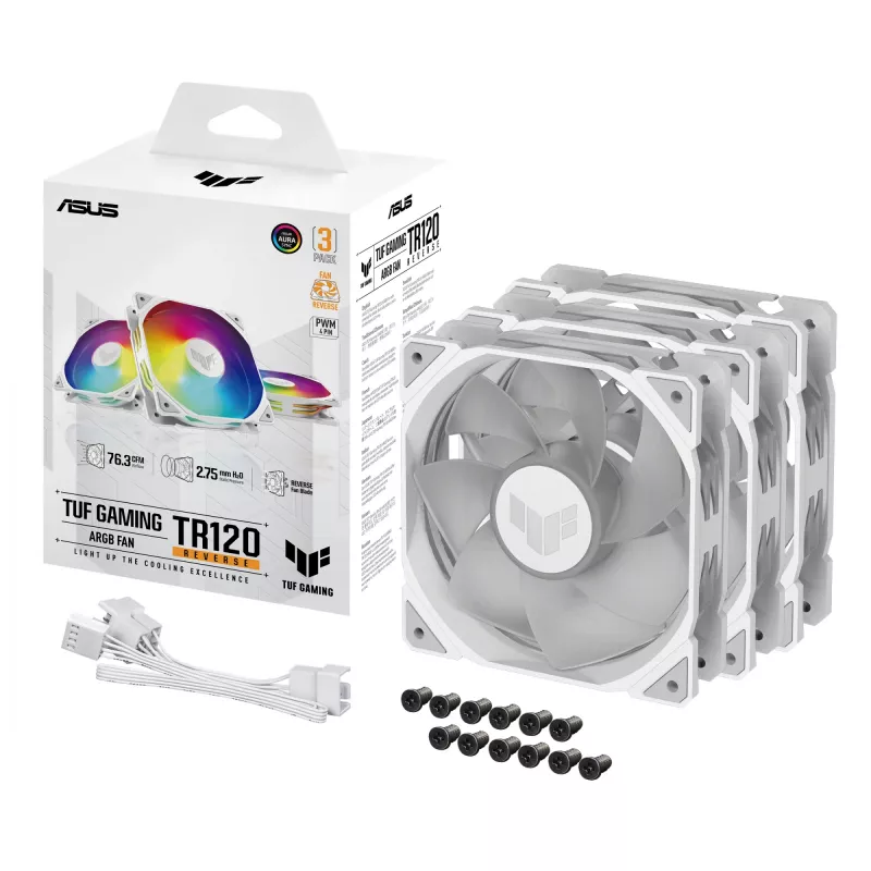 ASUS TUF GAMING TR120 ARGB REVERSE 3IN1 Baltas kompiuterio korpuso ventiliatorius 12 cm