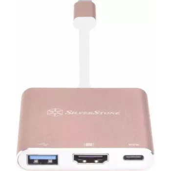 USB-C į HDMI vaizdo adapteris SILVERSTONE EP08 (USB-C 3.1, HDMI) rožinis