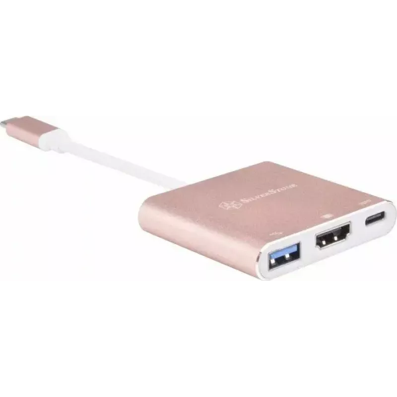 USB-C į HDMI vaizdo adapteris SILVERSTONE EP08 (USB-C 3.1, HDMI) rožinis