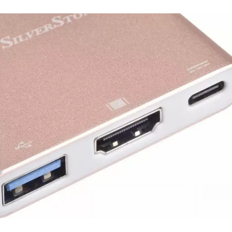 USB-C į HDMI vaizdo adapteris SILVERSTONE EP08 (USB-C 3.1, HDMI) rožinis