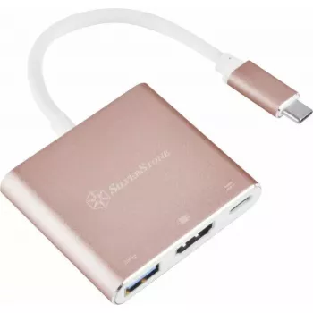 USB-C į HDMI vaizdo adapteris SILVERSTONE EP08 (USB-C 3.1, HDMI) rožinis