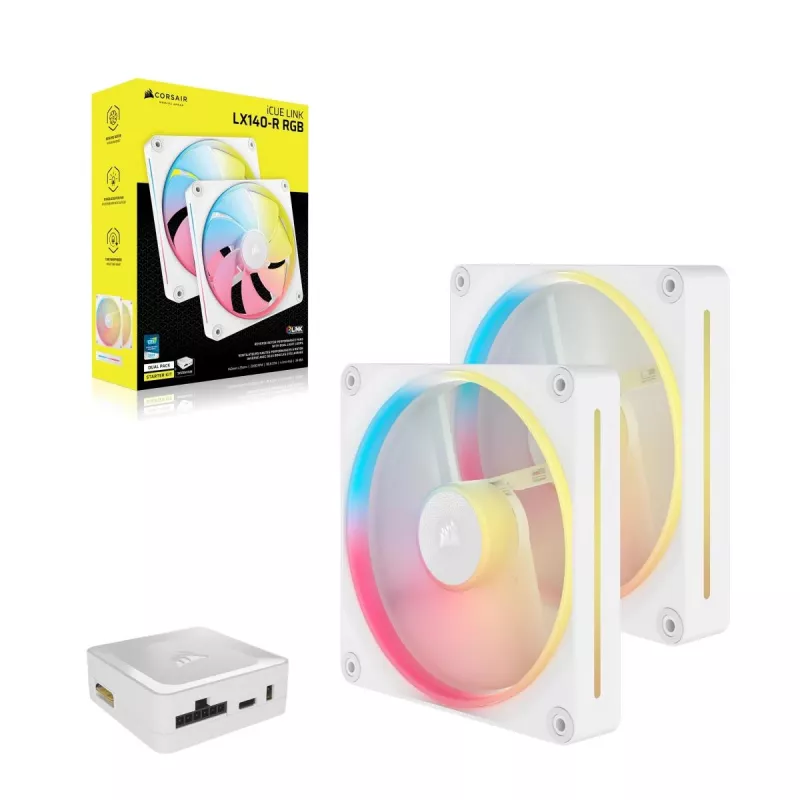 CORSAIR iCUE LINK LX140-R RGB 140 mm Reverse ventiliatoriaus rinkinys baltas