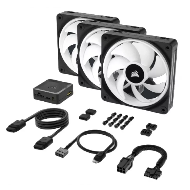 CORSAIR iCUE LINK QX120 RGB 120 mm ventiliatorių pradinis rinkinys