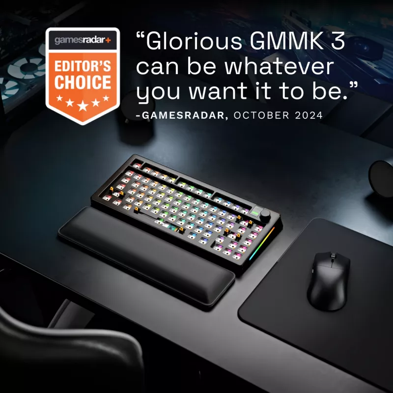 Mechaninė klaviatūra GLORIOUS GMMK 3 PRO 75% Barebones Wired USB, RGB, Juoda, 2 m laidas