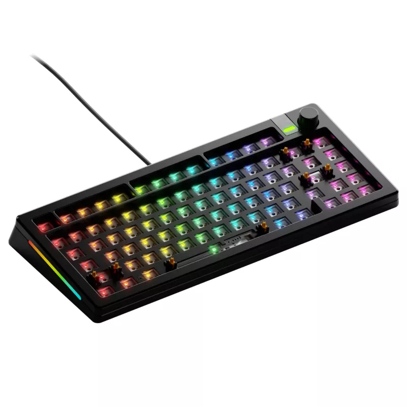 Mechaninė klaviatūra GLORIOUS GMMK 3 PRO 75% Barebones Wired USB, RGB, Juoda, 2 m laidas