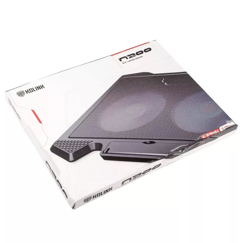 Aušinimo stovas nešiojamam kompiuteriui Kolink KL-N200, iki 39,6 cm (15,6 inch), 2 ventiliatoriai 140 mm, USB maitinimas, juodas