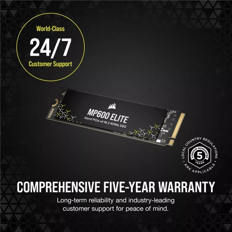 Corsair MP600 Elite CSSD-F1000GBMP600ENH SSD diskas, 1 TB, M.2 2280, PCIe 4.0 x4 NVMe, 3D TLC, 256 bitų AES šifravimas
