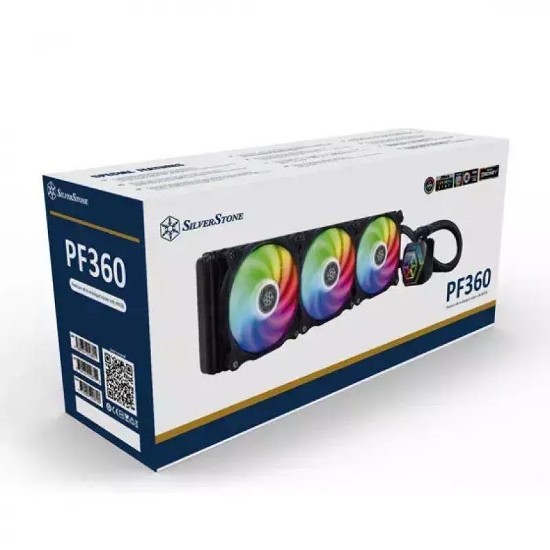SilverStone Permafrost PF360-ARGB V2 SST-PF360-ARGB-V2 360 mm AiO skystinio aušinimo procesoriaus aušintuvas, ARGB, su RGB valdikliu, juodas
