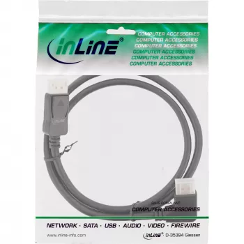 InLine DisplayPort 1.4 laidas, 8K4K, stačiu kampu, juodas/auksinis, 2 m