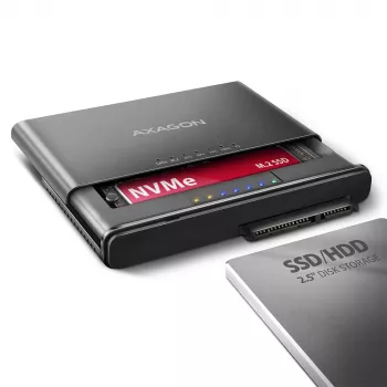 Adapteris AXAGON ADSA-CC CLONE MASTER 2 USB-C 10Gbps, skirtas NVMe M.2 SSD ir SATA HDD