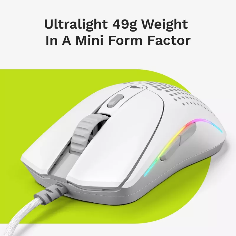 Glorious Gaming pelė Model O 2 Mini - matinė balta, dešinei rankai, optinė, USB Type-A, 26000 DPI, balta