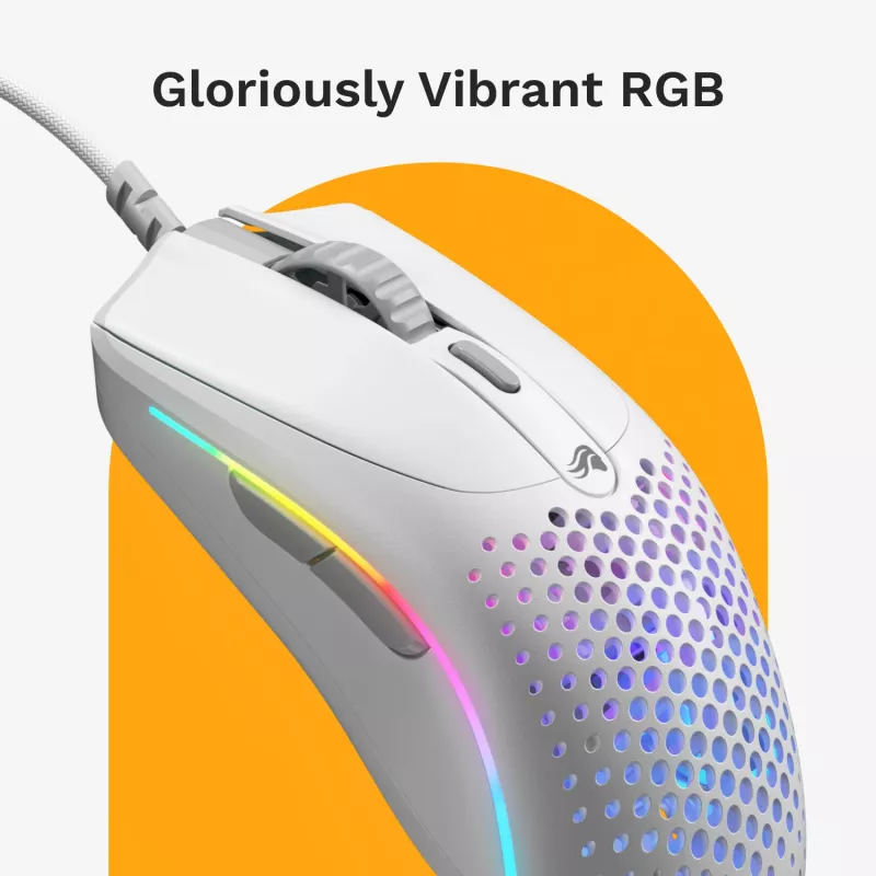 Glorious Gaming pelė Model O 2 Mini - matinė balta, dešinei rankai, optinė, USB Type-A, 26000 DPI, balta