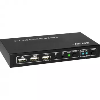 InLine 2x1 HDMI KVM jungiklis, HDMI 4K2K, USB 2.0 šakotuvas, su garsu