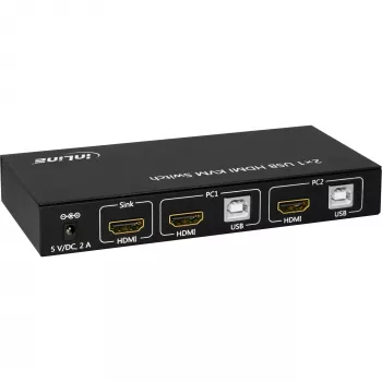 InLine 2x1 HDMI KVM jungiklis, HDMI 4K2K, USB 2.0 šakotuvas, su garsu
