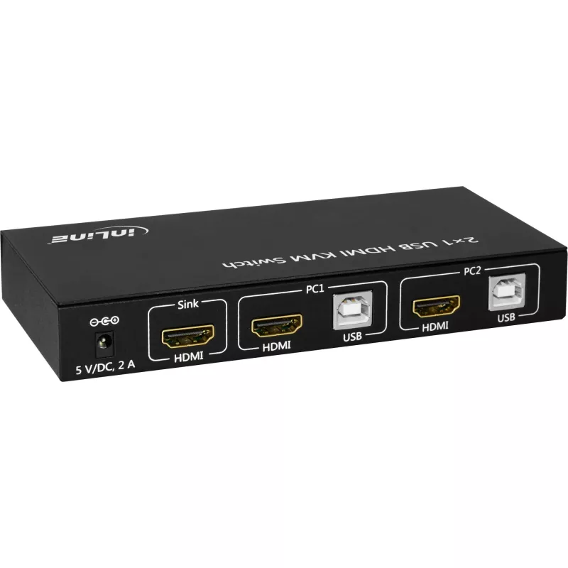 InLine 2x1 HDMI KVM jungiklis, HDMI 4K2K, USB 2.0 šakotuvas, su garsu
