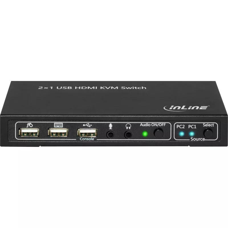 InLine 2x1 HDMI KVM jungiklis, HDMI 4K2K, USB 2.0 šakotuvas, su garsu