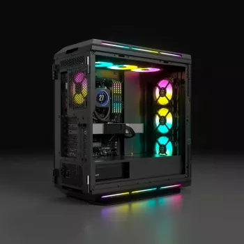 CORSAIR Icue 5000t Vidutinis Bokštas ATX Kompiuterio Dėklas RGB Grūdintas Stiklas Juodas