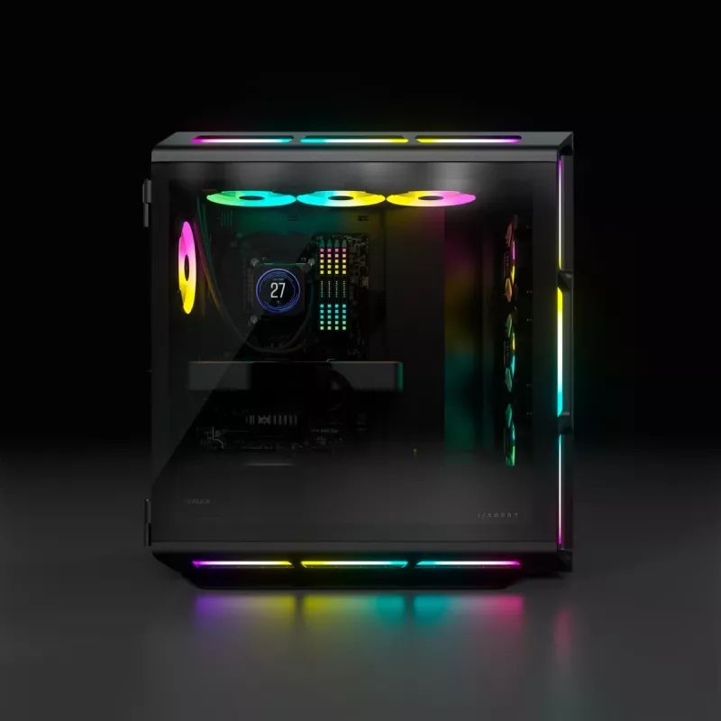 CORSAIR Icue 5000t Vidutinis Bokštas ATX Kompiuterio Dėklas RGB Grūdintas Stiklas Juodas