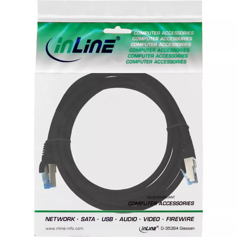 InLine Patch Laidas S/FTP PiMF Cat.6A be halogeno 500MHz juodas 1,5m