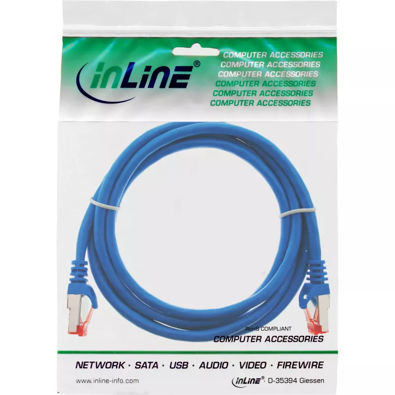 InLine Patch Laidas S/FTP PiMF Cat.6 250MHz PVC varis mėlynas 0,5m