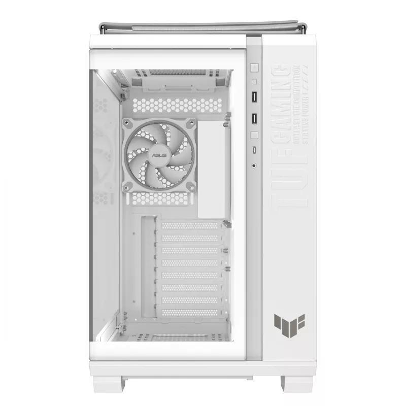 PC korpusas ASUS TUF GAMING GT502 Horizon TG ARGB Baltas — Midži bokštas, ATX, grūdintas stiklas, 4×3,5 colio lizdai, maks. GPU 400 mm