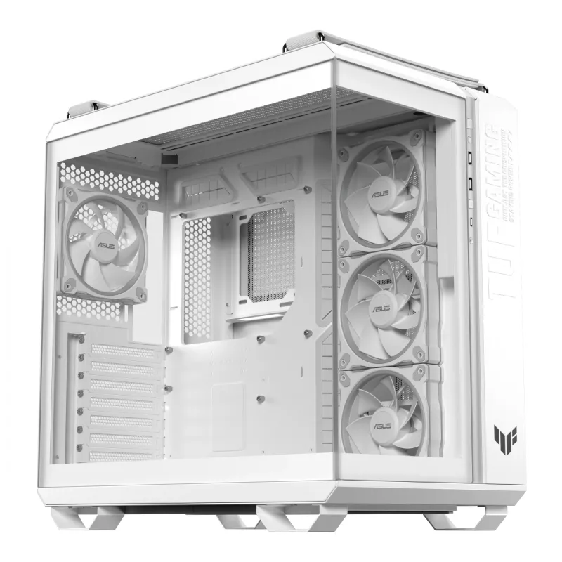 PC korpusas ASUS TUF GAMING GT502 Horizon TG ARGB Baltas — Midži bokštas, ATX, grūdintas stiklas, 4×3,5 colio lizdai, maks. GPU 400 mm