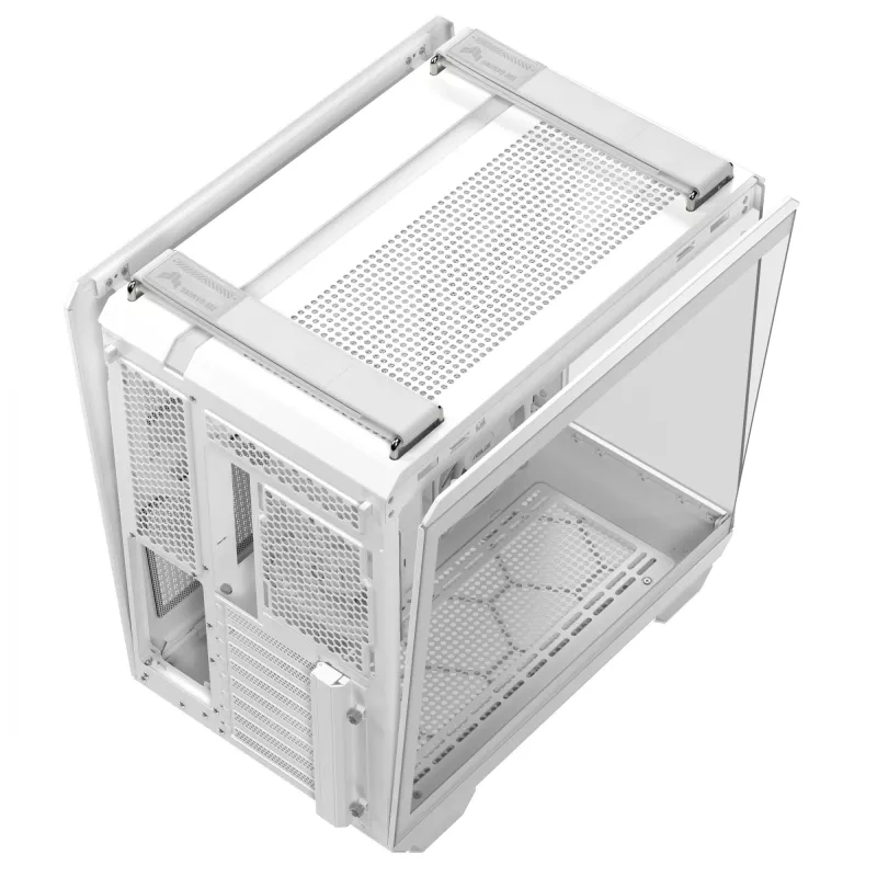 PC korpusas ASUS TUF GAMING GT502 Horizon TG ARGB Baltas — Midži bokštas, ATX, grūdintas stiklas, 4×3,5 colio lizdai, maks. GPU 400 mm