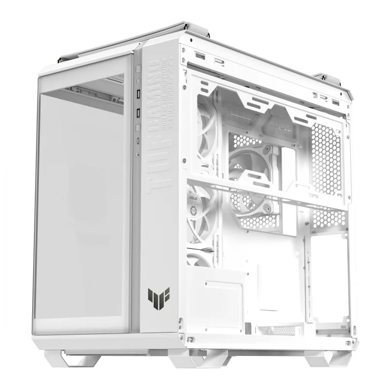 PC korpusas ASUS TUF GAMING GT502 Horizon TG ARGB Baltas — Midži bokštas, ATX, grūdintas stiklas, 4×3,5 colio lizdai, maks. GPU 400 mm