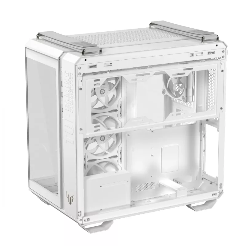 PC korpusas ASUS TUF GAMING GT502 Horizon TG ARGB Baltas — Midži bokštas, ATX, grūdintas stiklas, 4×3,5 colio lizdai, maks. GPU 400 mm