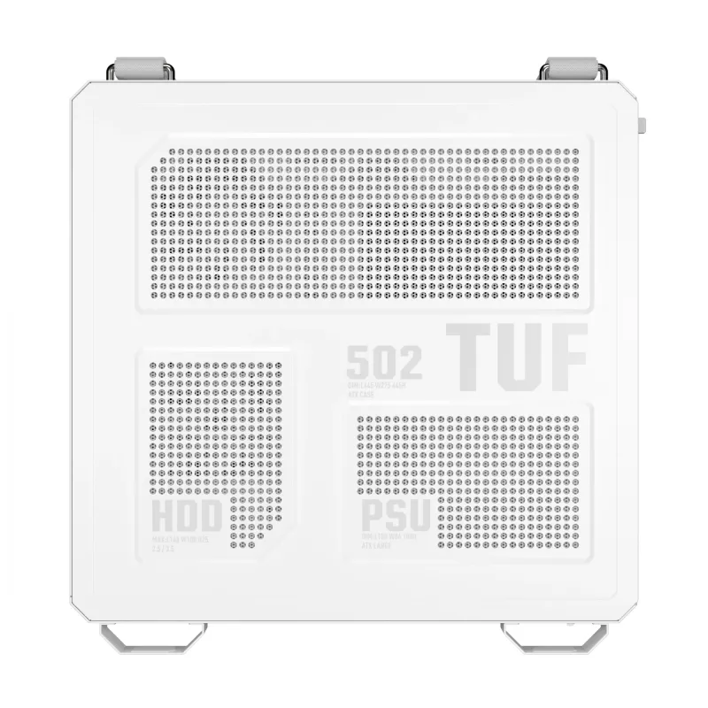 PC korpusas ASUS TUF GAMING GT502 Horizon TG ARGB Baltas — Midži bokštas, ATX, grūdintas stiklas, 4×3,5 colio lizdai, maks. GPU 400 mm