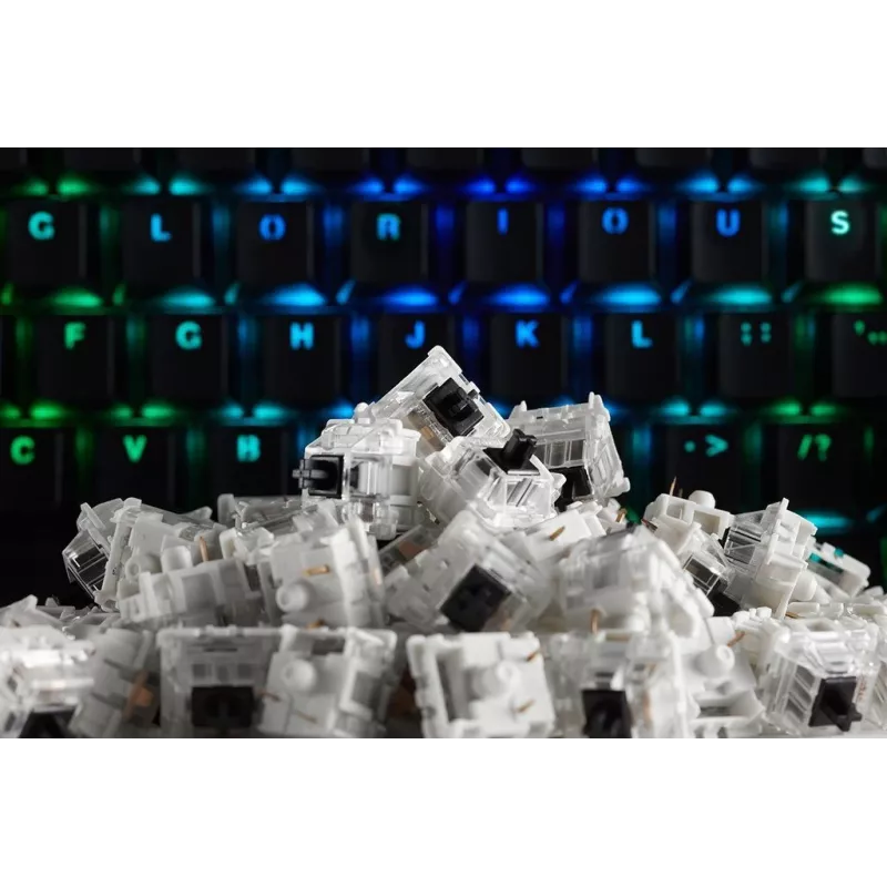 Glorious Gaming Gateron Black Switches - tylūs linijiniai jungikliai, juodi, 120 vnt.