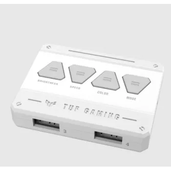 Oro aušintuvas ASUS TUF GAMING TF120 ARGB WHITE EDITION — 3×120 mm ventiliatoriai, 1900 RPM, 29 dB, nuotolinio valdymo pultelis
