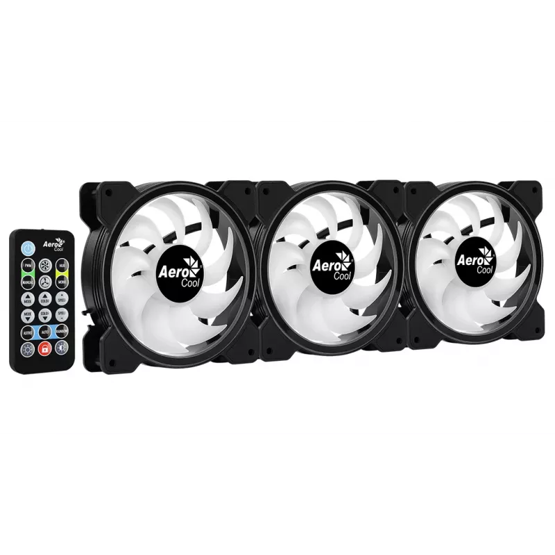 Aerocool Saturn 12F Pro ARGB kompiuterio korpuso ventiliatoriai, 3 vnt. rinkinys su valdikliu, 120 mm