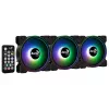 Aerocool Saturn 12F Pro ARGB kompiuterio korpuso ventiliatoriai, 3 vnt. rinkinys su valdikliu, 120 mm