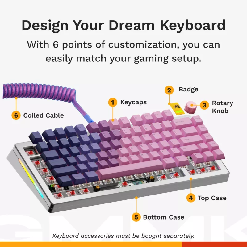Mechaninė žaidimų klaviatūra GLORIOUS GMMK 3 PRO 75% Wired USB QWERTY RGB Sidabrinė (US)