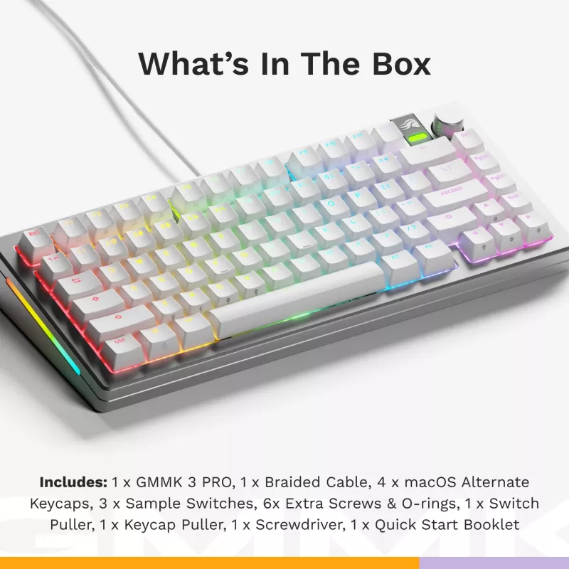 Mechaninė žaidimų klaviatūra GLORIOUS GMMK 3 PRO 75% Wired USB QWERTY RGB Sidabrinė (US)